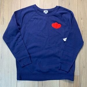 Navy Sweatshirt with Red Heart Patch